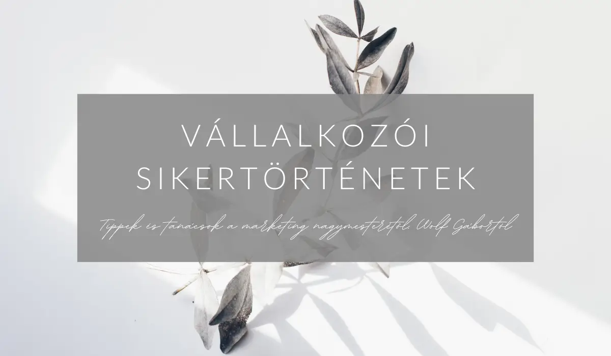 Vállalkozói sikertörténetek Wolf Gábor marketing szakember Vállalkozói sikertörténetek, tippek és tanácsok a marketing nagymesterétől, Wolf Gábortól
